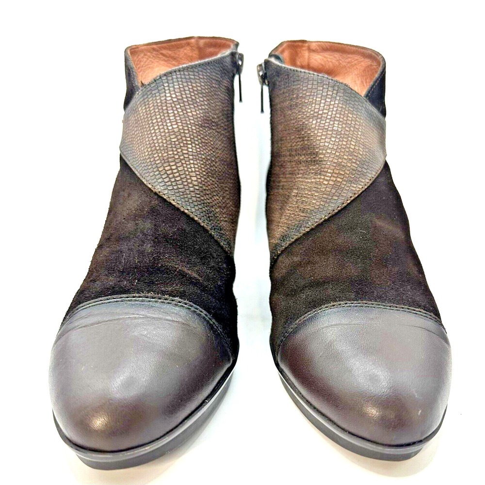 Hispanitas Booties Women's 39 Us 8.5 Brown Leather Suede Zip 2.5 Heel Ankle Boot - Picture 8 of 11